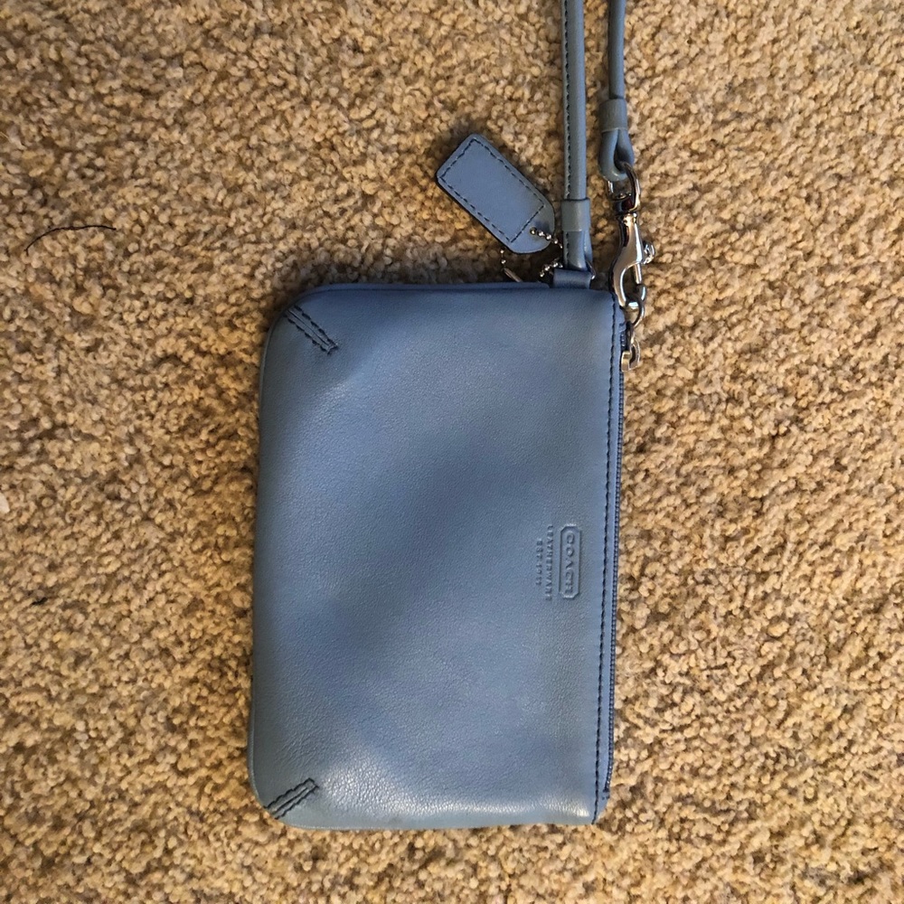 Coach baby blue leather wristlet